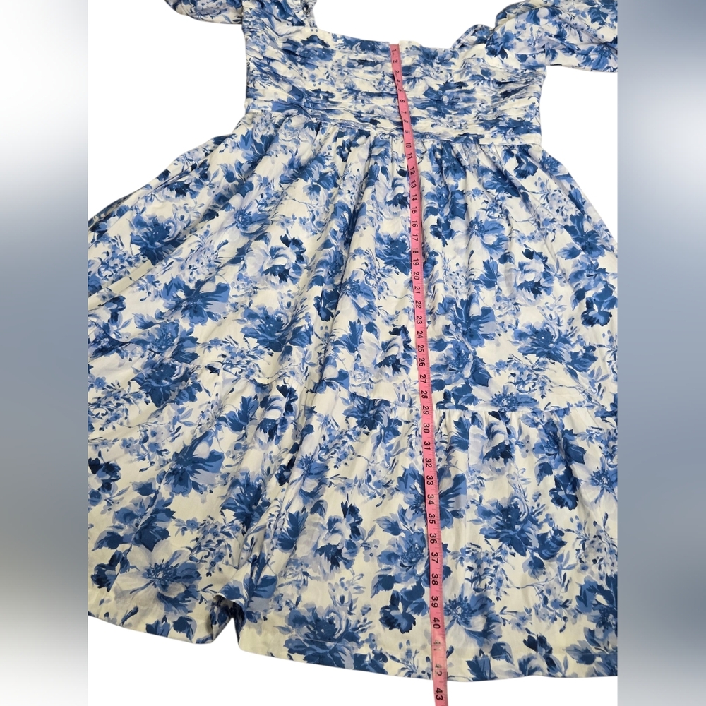Abercrombie & Fitch NWT Emerson Poplin Puff Sleeve Midi Dress Blue- Size XL - Picture 5 of 7